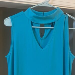 New Directions EUC Turquoise Blue Collar Dress 👗 Flowy & Lightweight - Sz Small